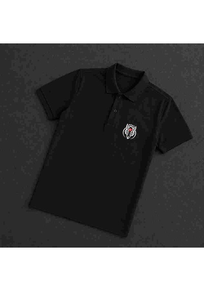 Dafri Börü Baskılı Kaliteli Polo Yaka Tişört Siyah