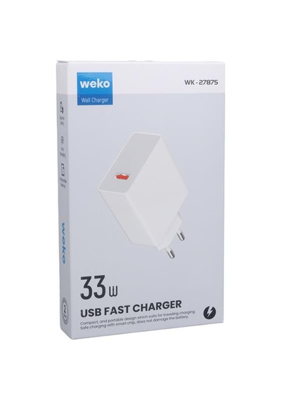 Weko Wk-27875 M11 Beyaz 33 Watt Turbo Usb Şarj Başlık Adaptörü Standart