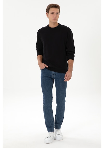 U.S. Polo Assn. Erkek Comfort Fit Bisiklet Yaka Siyah İnce Sweatshirt 50316378-VR046