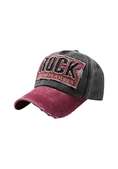 Tezzgelsin Unisex Eskitme Rock Nakışlı Ayarlanabilir Beyzbol Kep Şapka Siyah