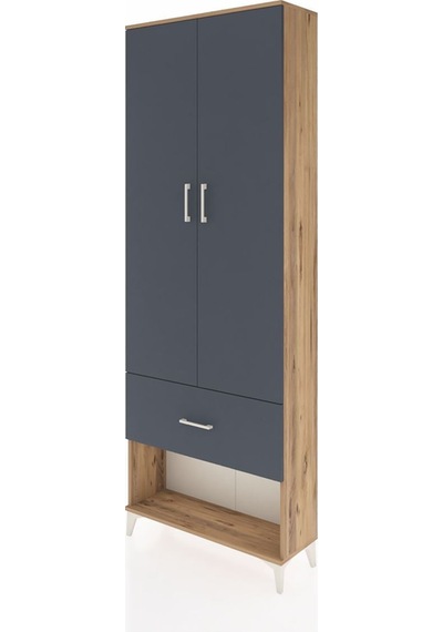 Arges Dolap Tek Raflı Tek Çekmeceli Tek Askılı 88x30x243 Çam-antrasit Atlas Çam