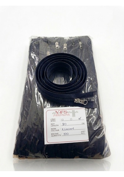 Yfs Fermuar Tip 10 Naylon Dişli Separe Fermuar Lacivert 5 Adet 100 Cm-5 Adet