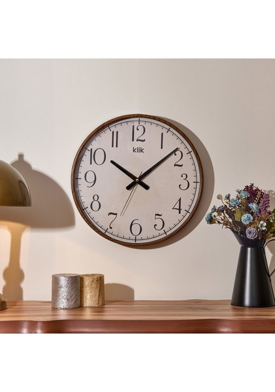 Simplex Ahşap Görünümlü Duvar Saati - Ceviz - 38 Cm Çok Renkli