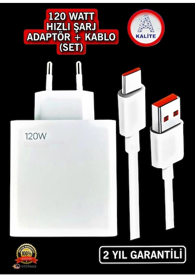 Type-c 120w Watt Turbo Şarj Aleti Cihazı Adaptörü Kablo Set