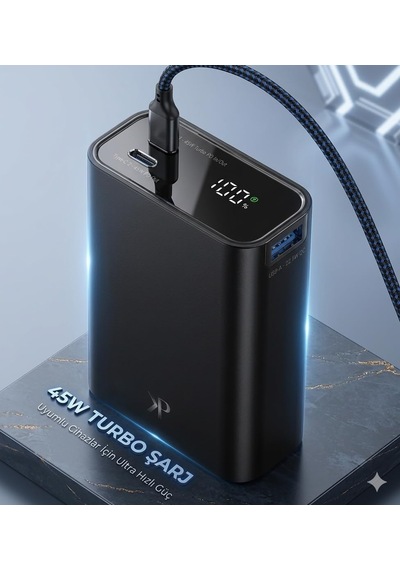 Tr Pw501 20.000 Mah 45w Pd Çift Type-c + 22.5w Usb Çıkışlı Dijital Göstergeli Hızlı Şarj Powerbank-beyaz