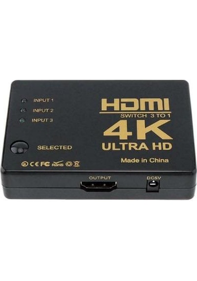 4K Ultra Hd Ir Alıcılı Kumandalı Hdmi Çoklayıcı 3 In 1 Switch