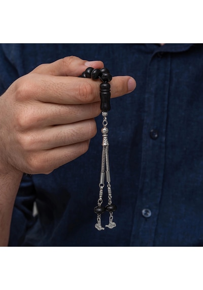 Metal Püsküllü Siyah 7x10.5 Mm Rondela Kesim Rus Oltusu Tesbih