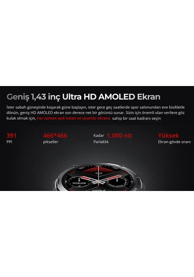 Zeblaze Stratos 4 1.43" Amoled Akıllı Saat (Distribütör Garantili)
