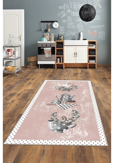 West Home Dijital Baskılı Yıkanabilir Kaymaz Taban Mutfak Halısı Wh 391 Rose