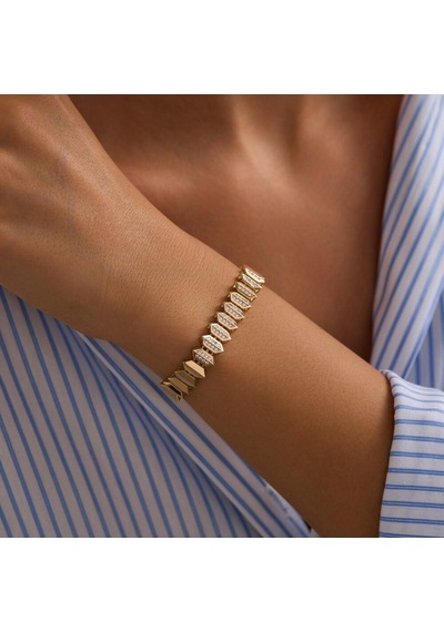 Sembolgold 14 Ayar Piramit Kordon Bileklik 10 Mm 19 Cm T14357 Renkli