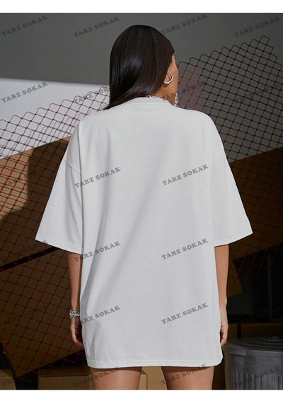 Startmore Los Angeles Baskılı Oversize Kalıp Unisex T-shirt Beyaz