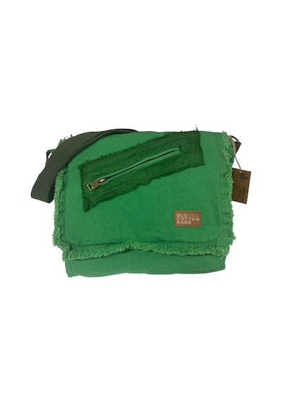 Old Cotton Cargo Vintage Salaş Orta Boy Unisex Günlük Çapraz Postacı Tablet Çantası M 32 Cm X 27 Cm Yeşil