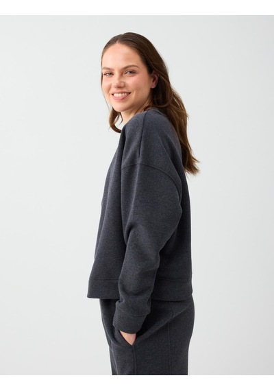 Jimmy Key Antrasit Melanj Loose Bisiklet Yaka Örme Sweatshirt 6ww238339972