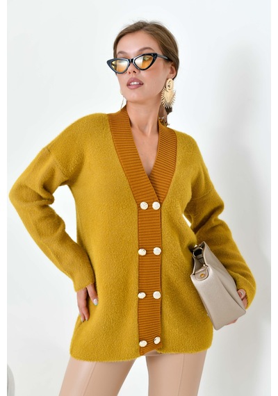 Ftz Women Kadın Düğme Detaylı Hırka Olive 20865 Olive