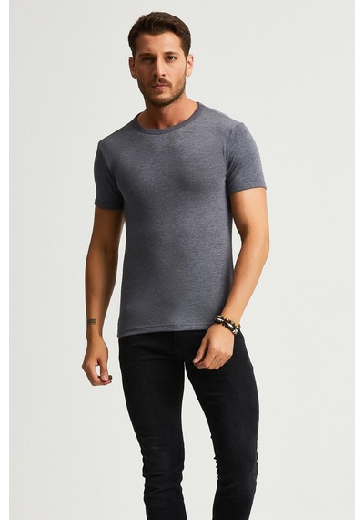 Alexandergardı Slim Fit Basic T-shirt E22-746a Koyu Gri