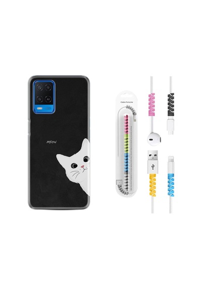Oppo A54 Kılıf Kablo Koruyuculu Çılgın Kedi 1895