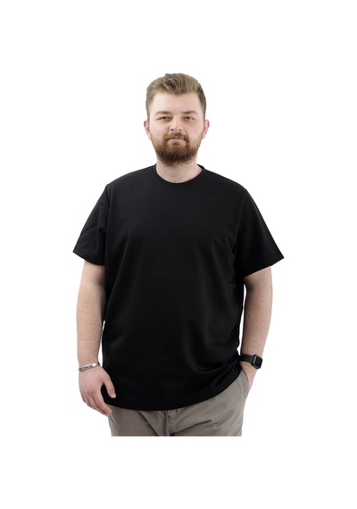 Mode Xl Büyük Beden Erkek T-shirt Bisiklet Yaka Interlok 23162 Siyah Siyah