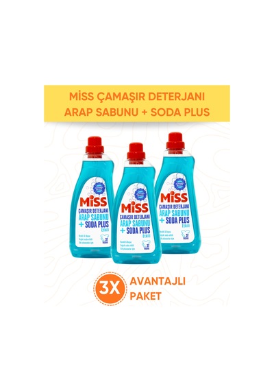 Miss Çamaşır Deterjanı Arap Sabunu Etkili 3 Adet 1500 Ml Avantaj Paketi