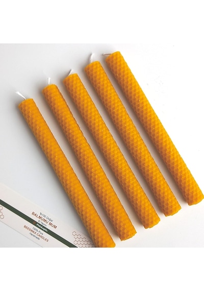 Petekoğlu 5 Adet Şamdan Mumu 21x2cm Doğal Petek Balmumu Seti Beeswax Bal Mumu Mum Özel Dekoratif Mum Balmumu Diğer