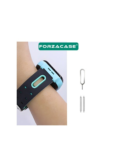 Forzacase 15mm Akıllı Çocuk Saatleri İle Uyumlu Çift Renk Şık Silikon Kordon Kayış - Fc888 Mavi
