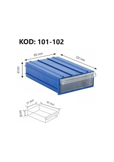 Sembol 101 Plastik Çekmeceli Kutu 122x85x41mm 30 Adet