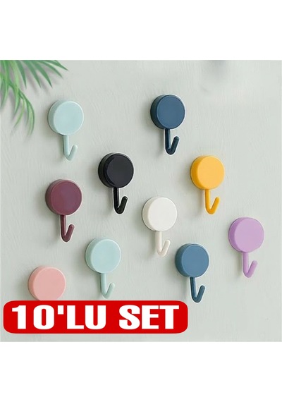 Kendinden Yapışkanlı Renkli Duvar Askısı 10lu Set Diğer