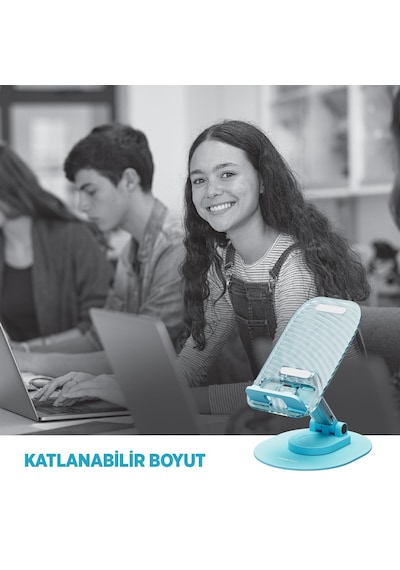 Polosmart Pbs171 Telefon Tablet Standı Ayarlanabilir Masaüstü Tutucu 4-10,2 İnç Uyumlu Silikon Mavi