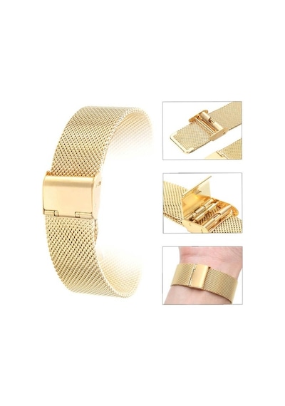 20Mm Saat Kordonu Sarı Çelik Hasır Gold 1.Kalite Örgü Kordon