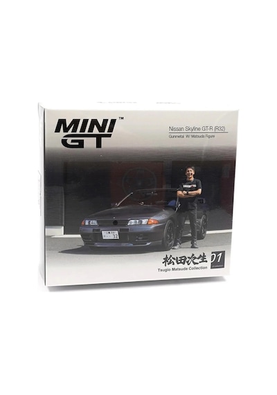 Mini Gt 1/64 Nissan Skyline Gt-r R32 Gunmetal W/ Matsuda Figure Tsugio Matsuda Collection