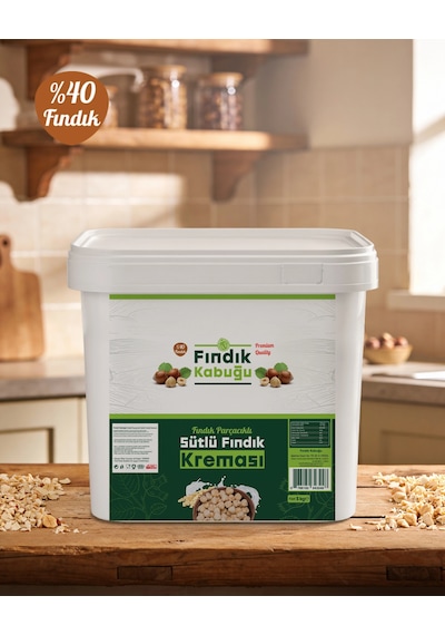Fındık Kabuğu %40 Fındık Parçacıklı Fındıklı Sütlü Krema 5 Kg