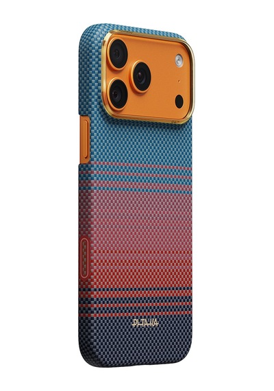 İphone 17 Pro Max Kılıf M-safeli Aramid Fiber Pitaka Sunset 2.0 California Dream Serisi Mavi-kırmızı Mavi - Kırmızı