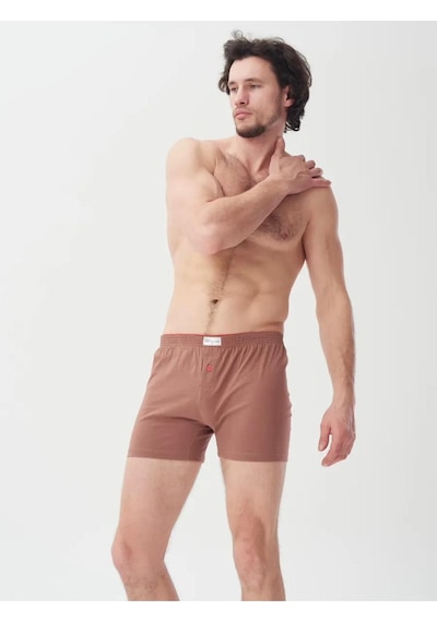 Mercan Kahverengi %100 Pamuk Havlubel Boxer