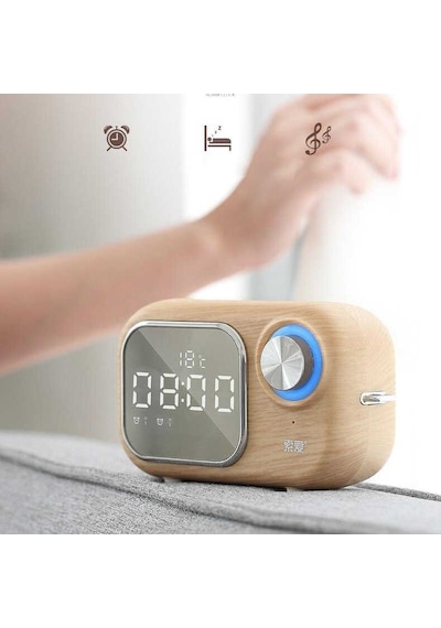 Soaiy E16 Taşınabilir Kablosuz Bluetooth Hoparlör - Dijital Saat & FM Radyo & USB & Hafıza Kartı - ZORE-219473