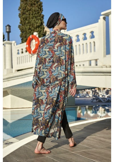 Remsa Mayo Remsa Tesettür Mayo Üzerine Tek Kaftan Kimono Pareo Rp008 Tülay Siyah