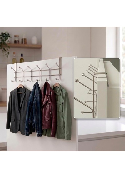 3 Adet Eski Tip Dar Kulaklı Kapı Arkası Askısı, Krom Kapı Arkası Askısı, 12 Topçuklu Askı, Paslanmaz Kapı Ü Diğer
