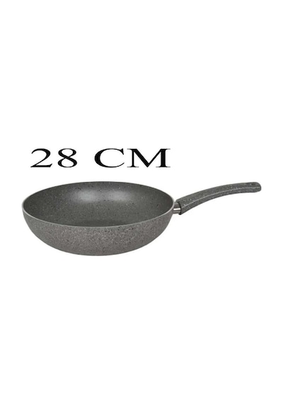 Mehtap Granit Wok Tava 28 Cm Cam Kapaklı Granit