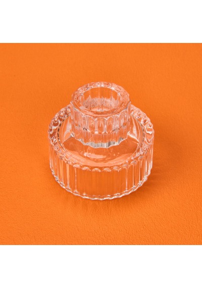 Aroww Cam Çizgili Mumluk - Şeffaf - 5x6 Cm Renkli