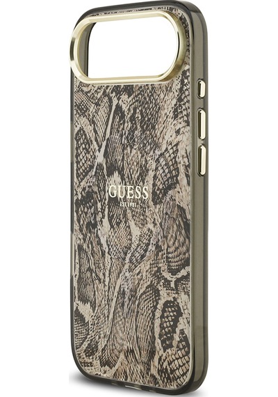 Apple Uyumlu iPhone 17 Air Kılıf Guess Lisanslı M-safeli Yazı Logolu Python Desenli Kapak Kahverengi Kahverengi