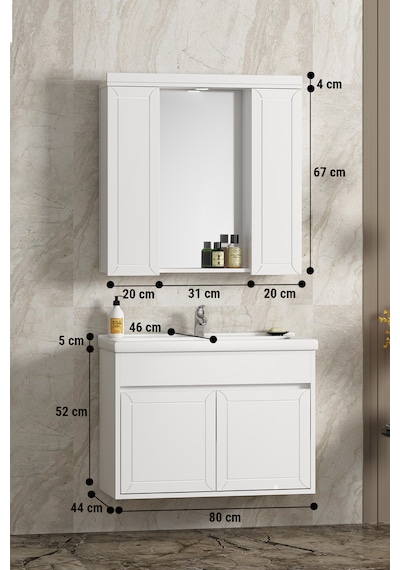 Çuha 80 Cm Beyaz Mdf Pk-109 Asma Banyo Dolabı Takımı Beyaz Çuha 80 Cm Beyaz Mdf Pk-109 Asma Banyo Dolabı Takımı Beyaz