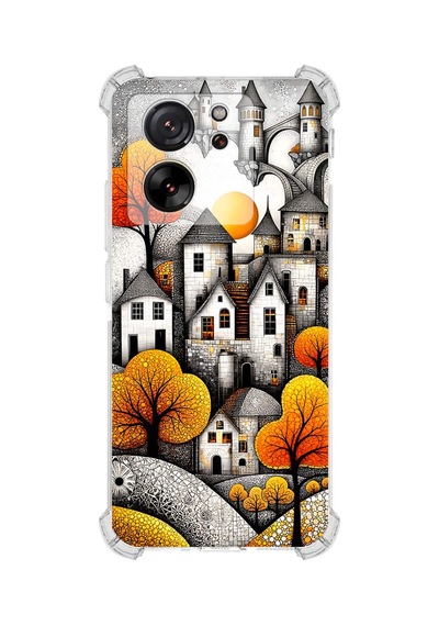 Printify Xiaomi Mi13t Pro İle Uyumlu Düşlerin Dansı Serisi Göçebe Şatolar Tasarımlı Uv Baskılı Köşe Korumalı Antişok Kılıf Şeffaf