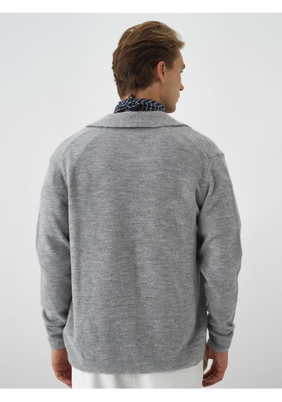 Xint Gri Yumuşak Dokulu Regular Fit Hırka 801861 Gri Melanj