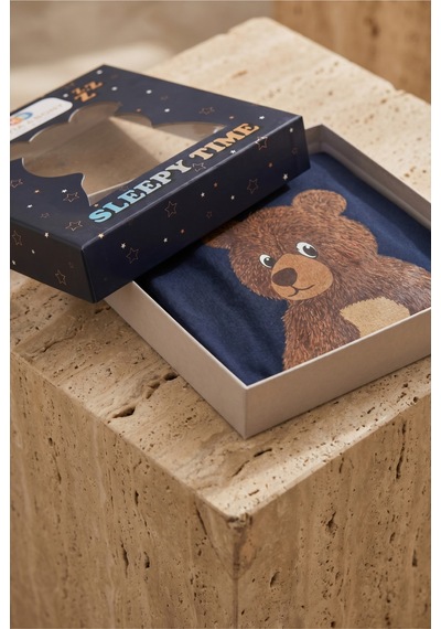 Katia&bony Çocuk Uykucu Teddy Desenli Kutulu Pijama Takımı Lacivert Lacivert