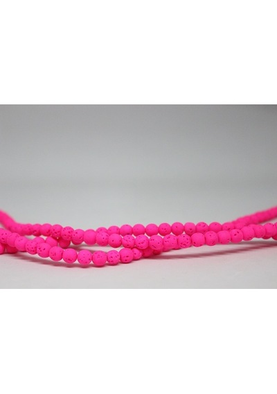 Lav Taşı Fosforlu Pembe Renkli Yarım Dizi 6 MM 18 CM Beyaz