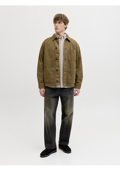 Jack & Jones Erkek Çizgili Oxford Kumas Pamuk Gömlek - Harvey - 12293325 Moonstruck