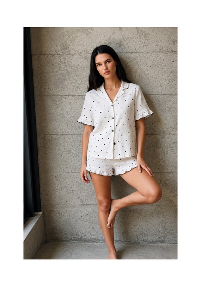 Fit Women Kadın V Yaka Comfort Fit Beyaz Pijama Takımı