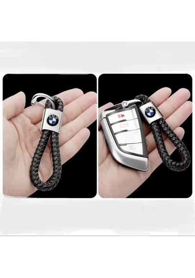 Bmw İle Uyumlu Siyah Deri Örgülü Anahtarlık Aksesuar E46 E60 E90