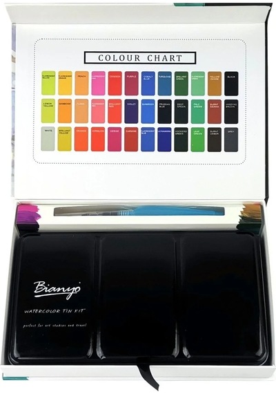 E&d Art Bianyo Aquarelle 36'lı Tablet Taş Sulu Boya Seti - Karton