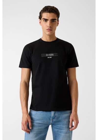 Guess Regular Fit Kesimli T-shirt Siyah