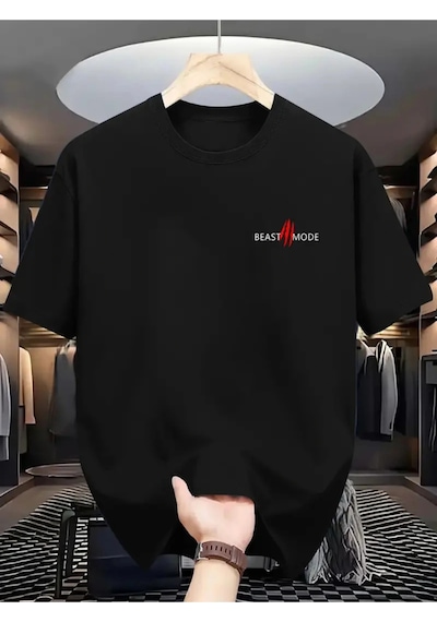 Startmore Unisex Beast Mode Baskılı Oversize Siyah