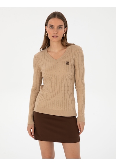 Pierre Cardin Kadın Bej Melanj Kazak /triko 50317062-vr156 Bej Melanj